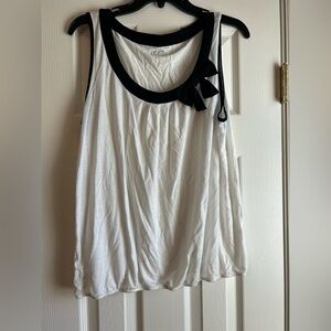 LOFT White Blouse with Black Bow size L